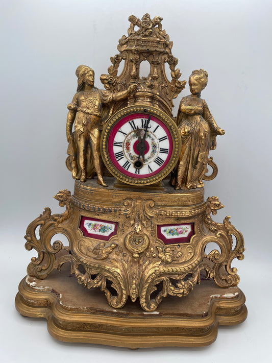 Large Ornate Gilt Mantel Clock for Restoration Pendulum Movement 40cm High