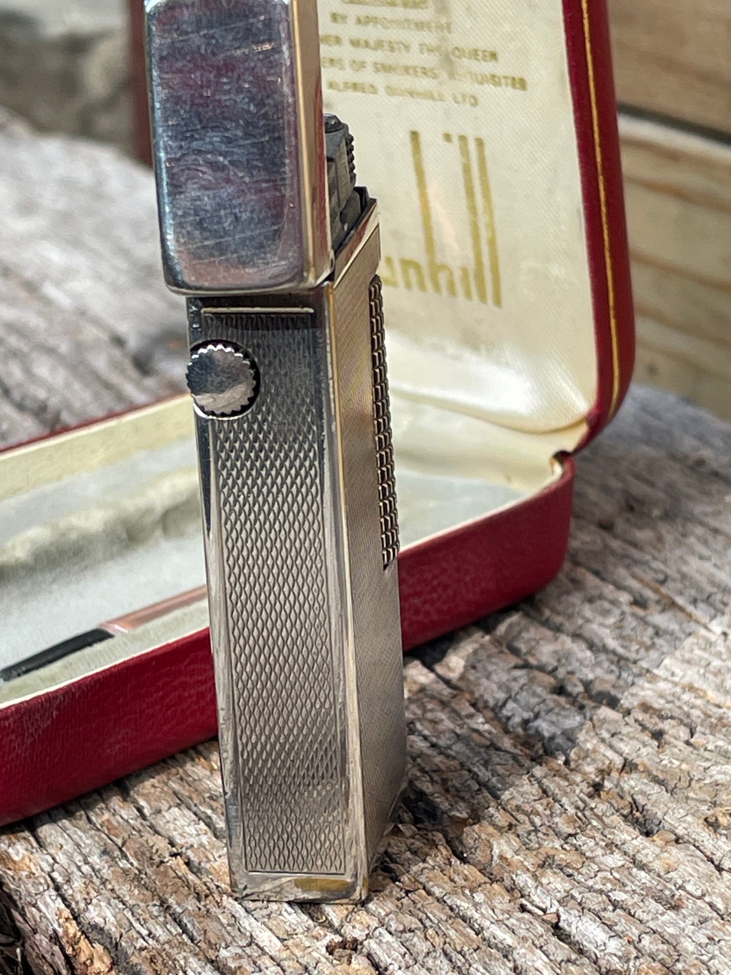 Vintage Dunhill Rollagas silver plated pocket lighter -Swiss made in original case