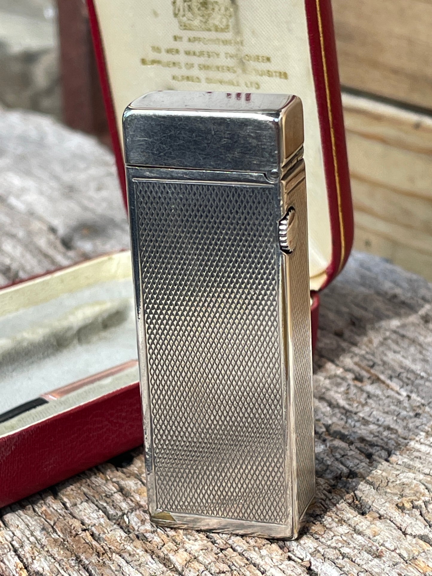 Vintage Dunhill Rollagas silver plated pocket lighter -Swiss made in original case