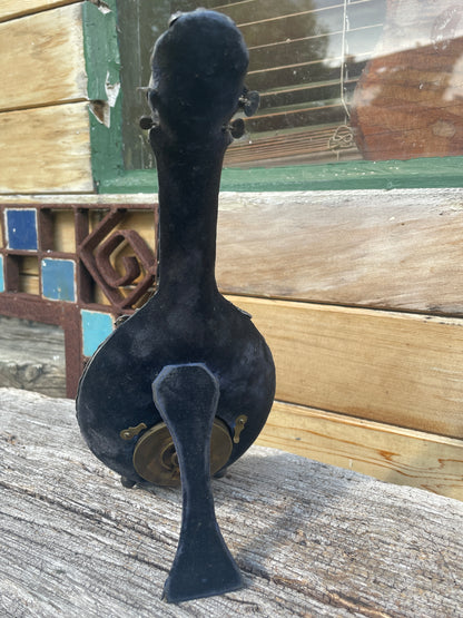 Working Aesthetic silver clock and thermometer in Mandolin form