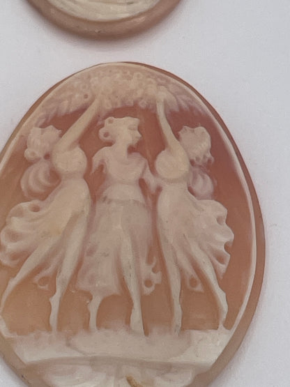 Collection of 7 Vintage Shell Cameo Plaques Classical Figures Signed One Example