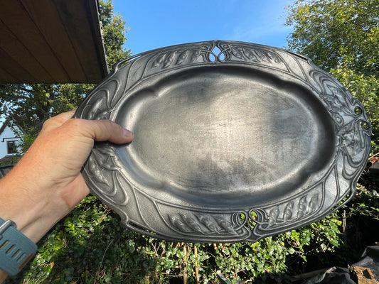 Friedrich Adler for Osiris Art Nouveau pewter dish/tray  model 604 c1900