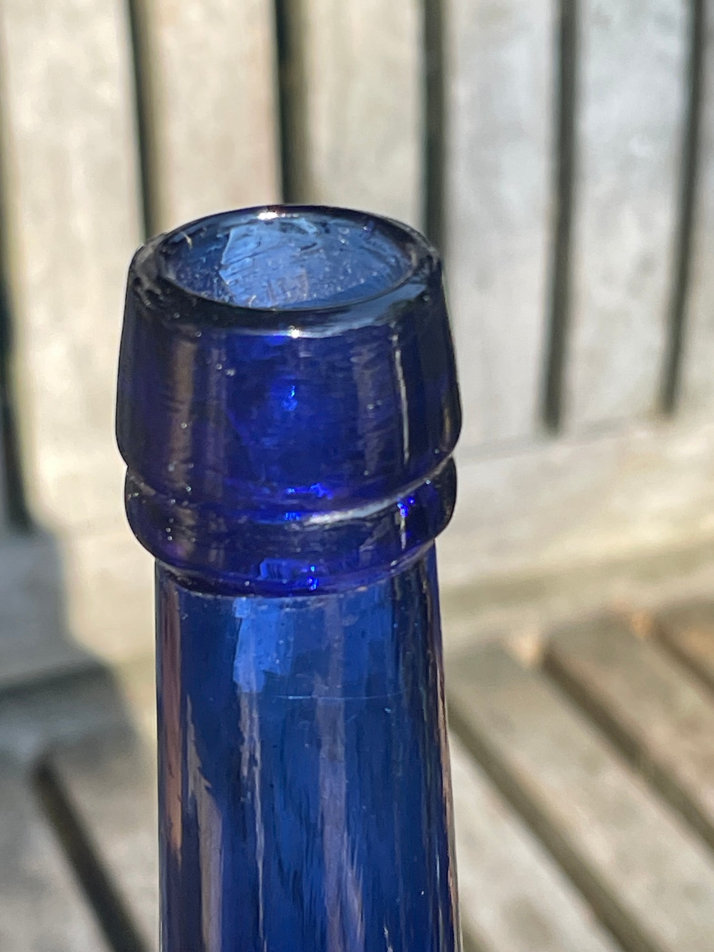 Tall Victorian cobalt blue castor oil glass bottle c1890’s