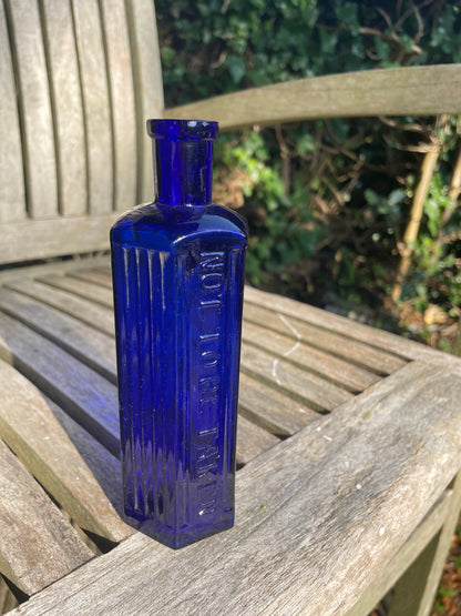 Victorian cobalt blue hexagonal 6oz 'Not To Be Taken' Poison Bottle c1890's