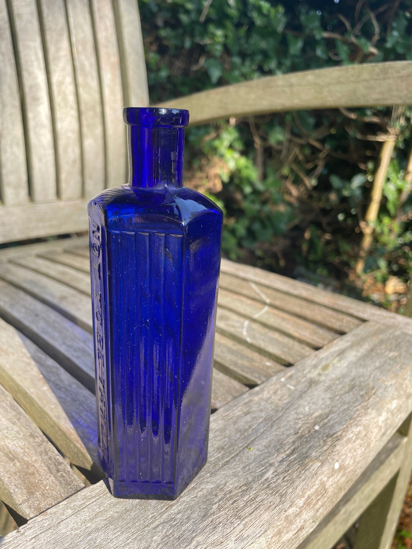 Victorian cobalt blue hexagonal 6oz 'Not To Be Taken' Poison Bottle c1890's