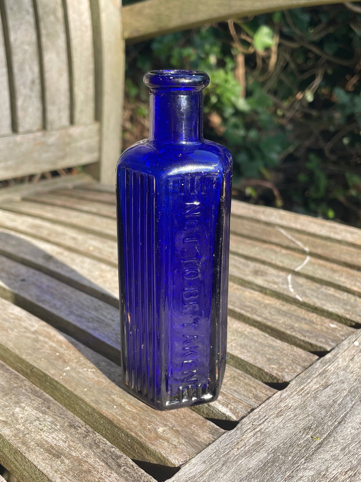 Victorian cobalt blue hexagonal 4oz 'Not To Be Taken' Poison Bottle c1890's