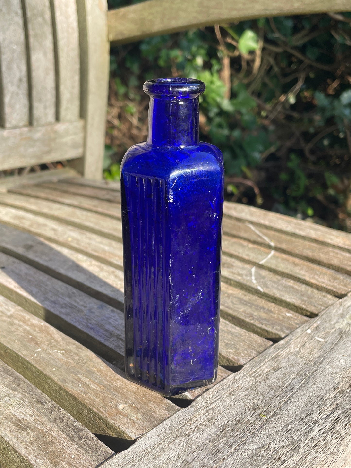 Victorian cobalt blue hexagonal 4oz 'Not To Be Taken' Poison Bottle c1890's