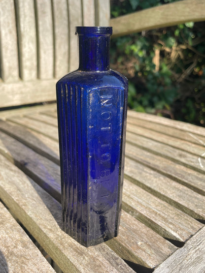 Victorian cobalt blue hexagonal 'Not To Be Taken' Poison Bottle c1890's