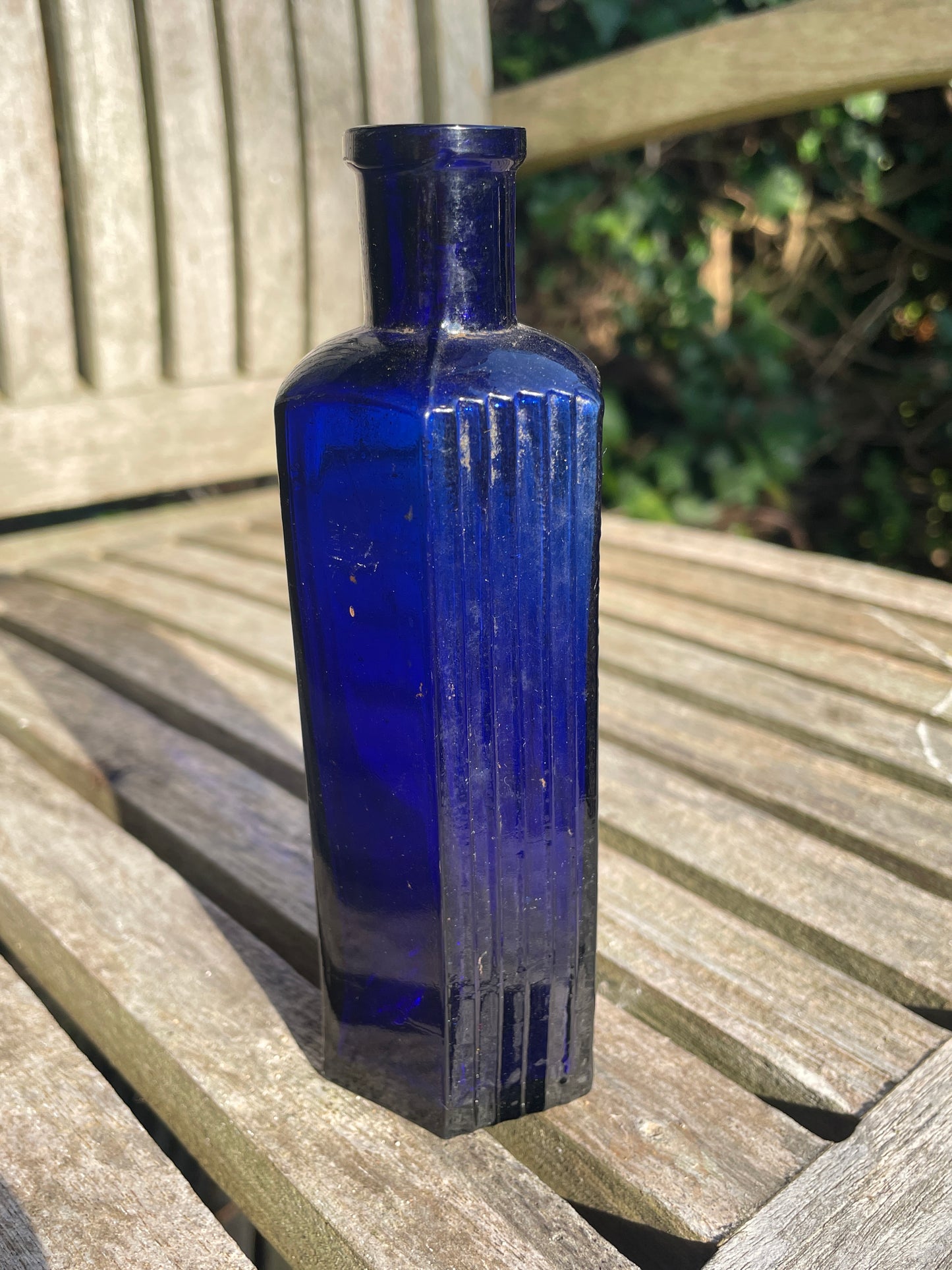 Victorian cobalt blue hexagonal 'Not To Be Taken' Poison Bottle c1890's