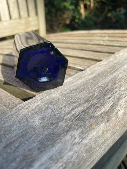 Victorian cobalt blue hexagonal 'Not To Be Taken' Poison Bottle c1890's