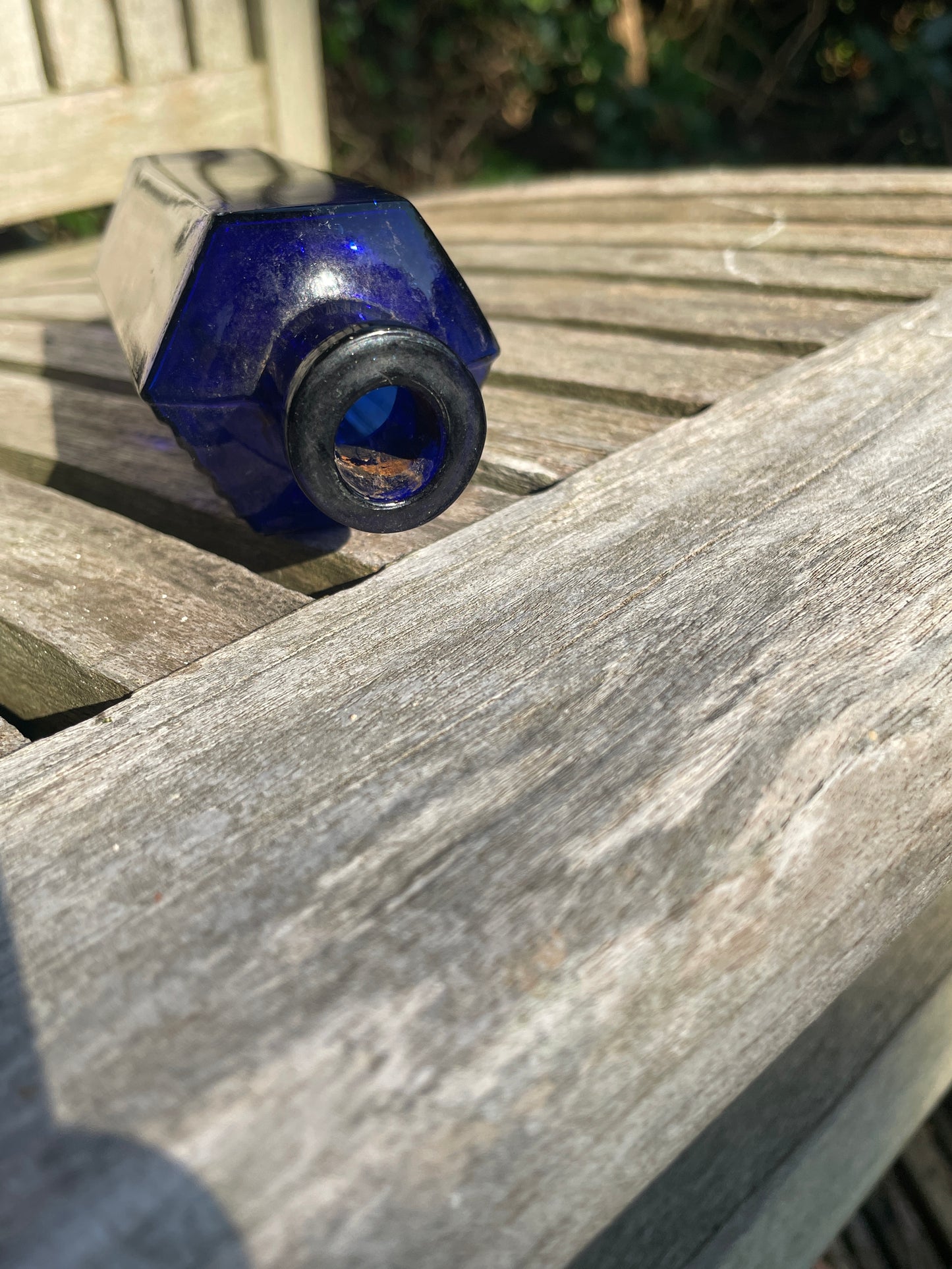 Victorian cobalt blue hexagonal 'Not To Be Taken' Poison Bottle c1890's