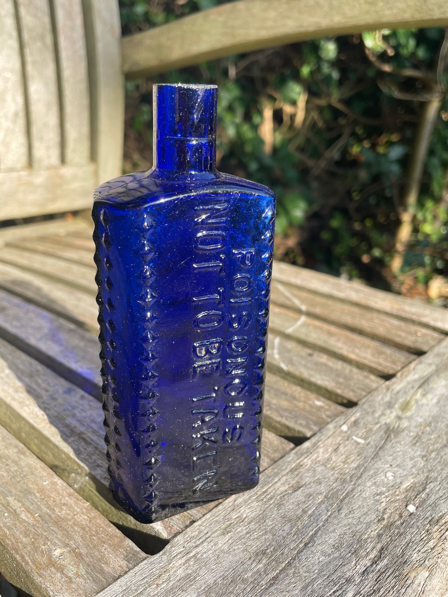 Cobalt Blue Hobnail 4oz Poison Bottle c1915