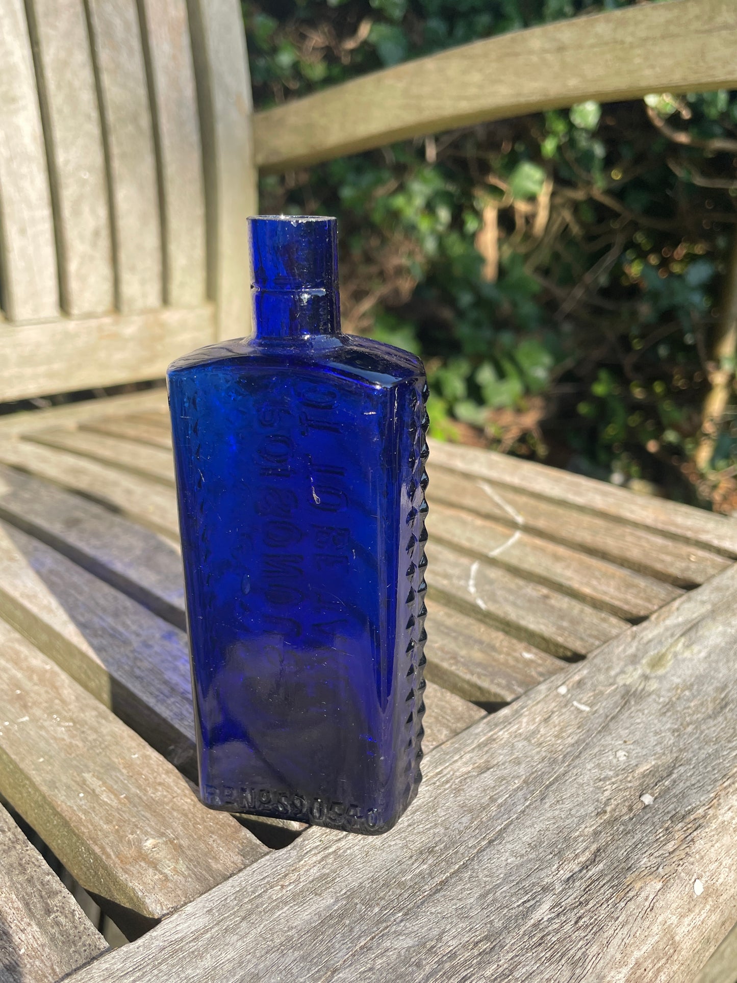 Cobalt Blue Hobnail 4oz Poison Bottle c1915