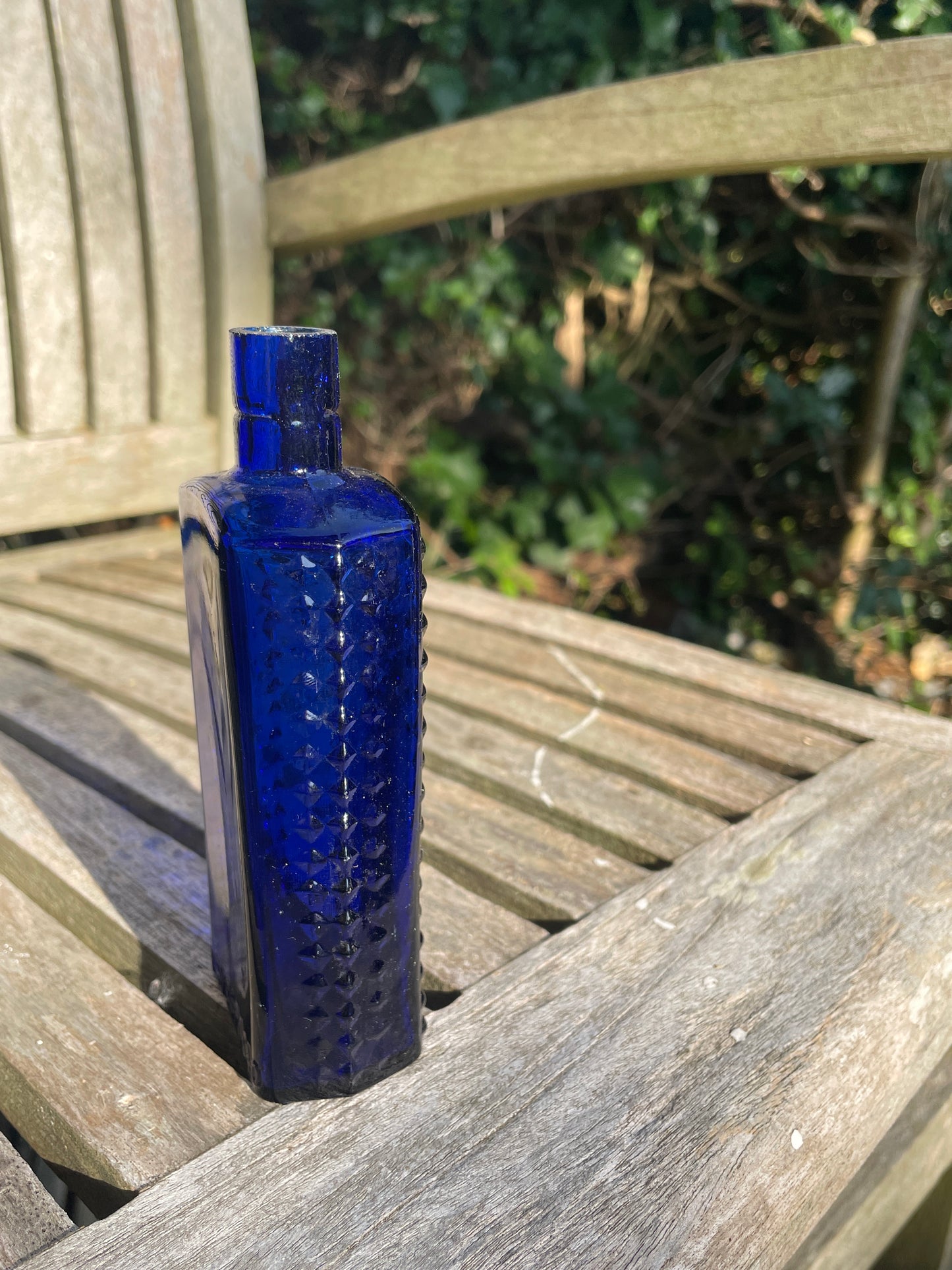 Cobalt Blue Hobnail 4oz Poison Bottle c1915