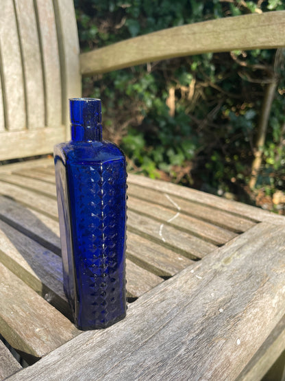 Cobalt Blue Hobnail 4oz Poison Bottle c1915