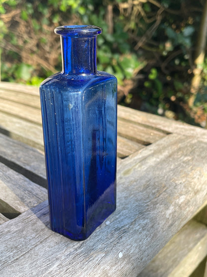 Victorian Y G Co. Cobalt Blue Rectangular 'Not To Be Taken' Poison Bottle c1890's