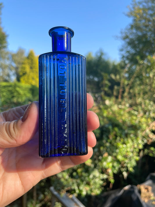 Victorian Y G Co. Cobalt Blue Rectangular 'Not To Be Taken' Poison Bottle c1890's