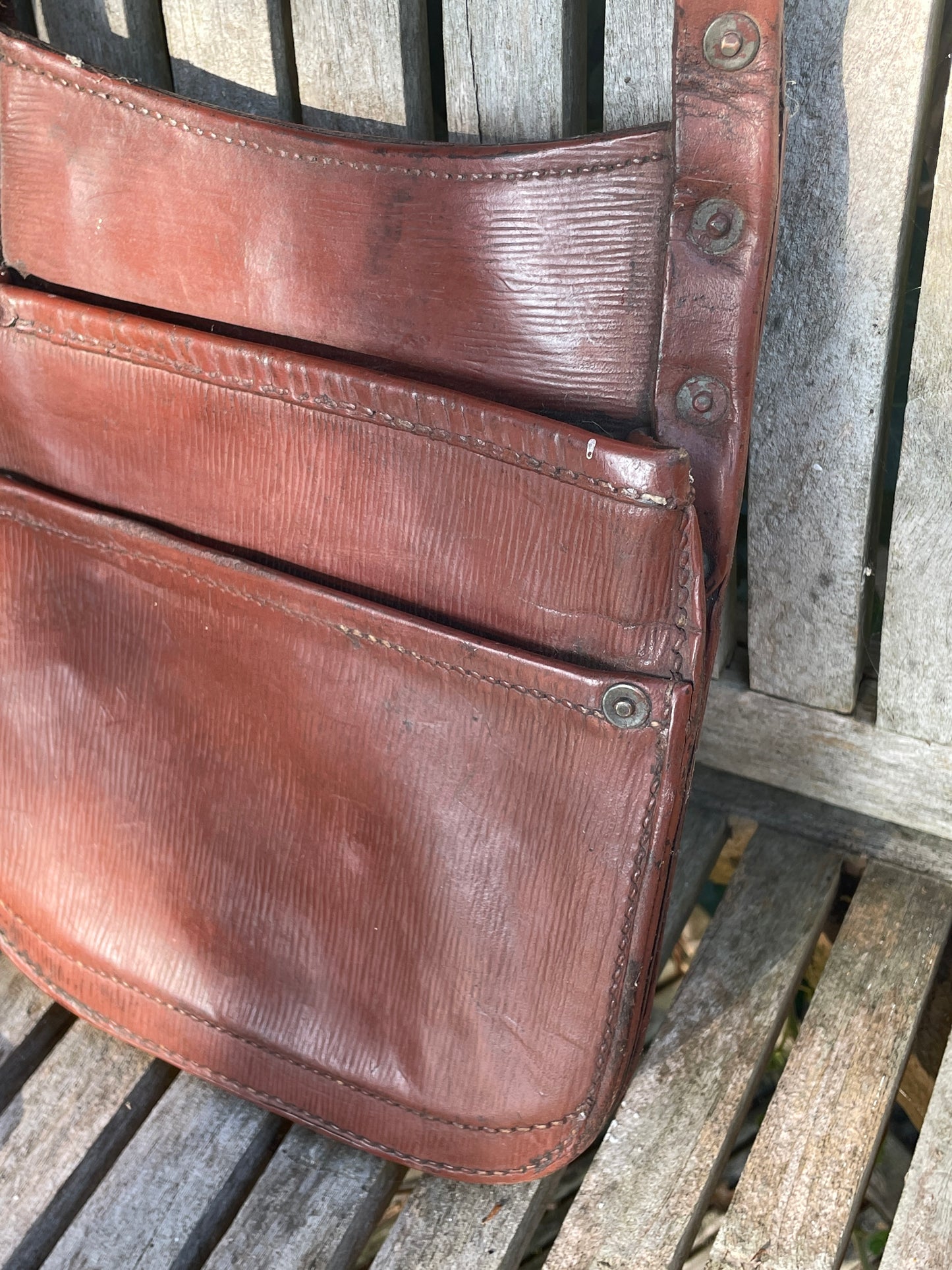 Unusual Vintage leather London bus conductors bag c1930's