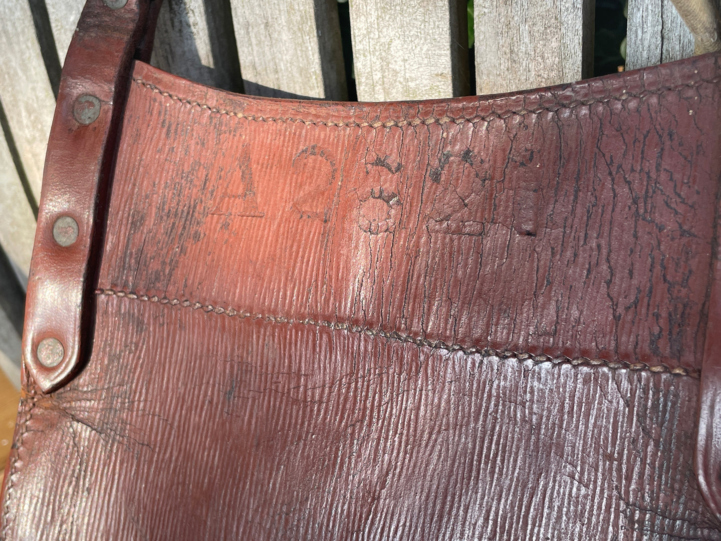 Unusual Vintage leather London bus conductors bag c1930's