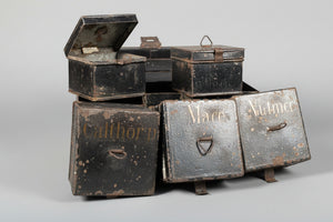 Antique Chefs Metal Spice storage box c1860 24x16x8cm
