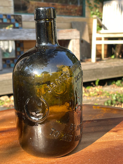 Rare James Buchanan and Co Ltd distillers olive green whisky bottle perfect order c1900