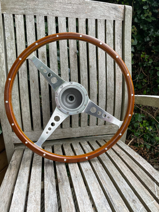 Vintage original British Classic car Moto-Lita laminated wooden 16" steering wheel c1960's