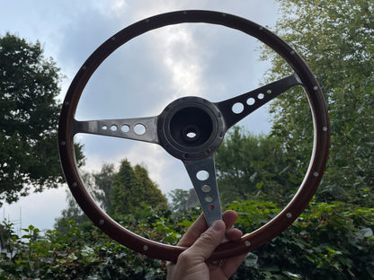 Vintage original British Classic car Moto-Lita laminated wooden 16" steering wheel c1960's