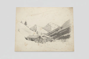 Original pencil landscape on paper by Charles Ahier (1888 -1976) 25x19cm