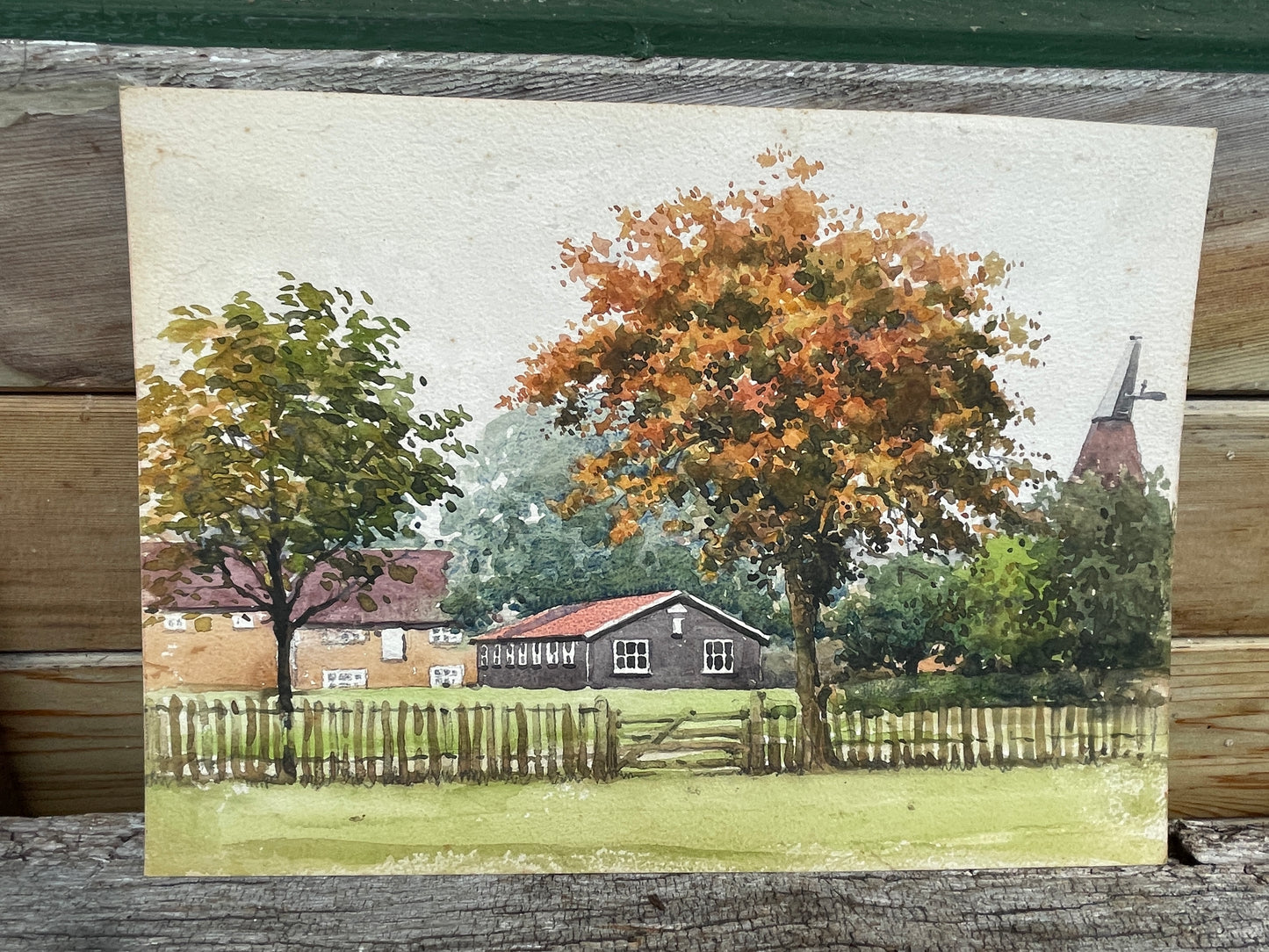 Original watercolour of Kent scene by Herbert Ahier 27x19cm c1940's