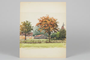 Original watercolour of Kent scene by Herbert Ahier 27x19cm c1940's