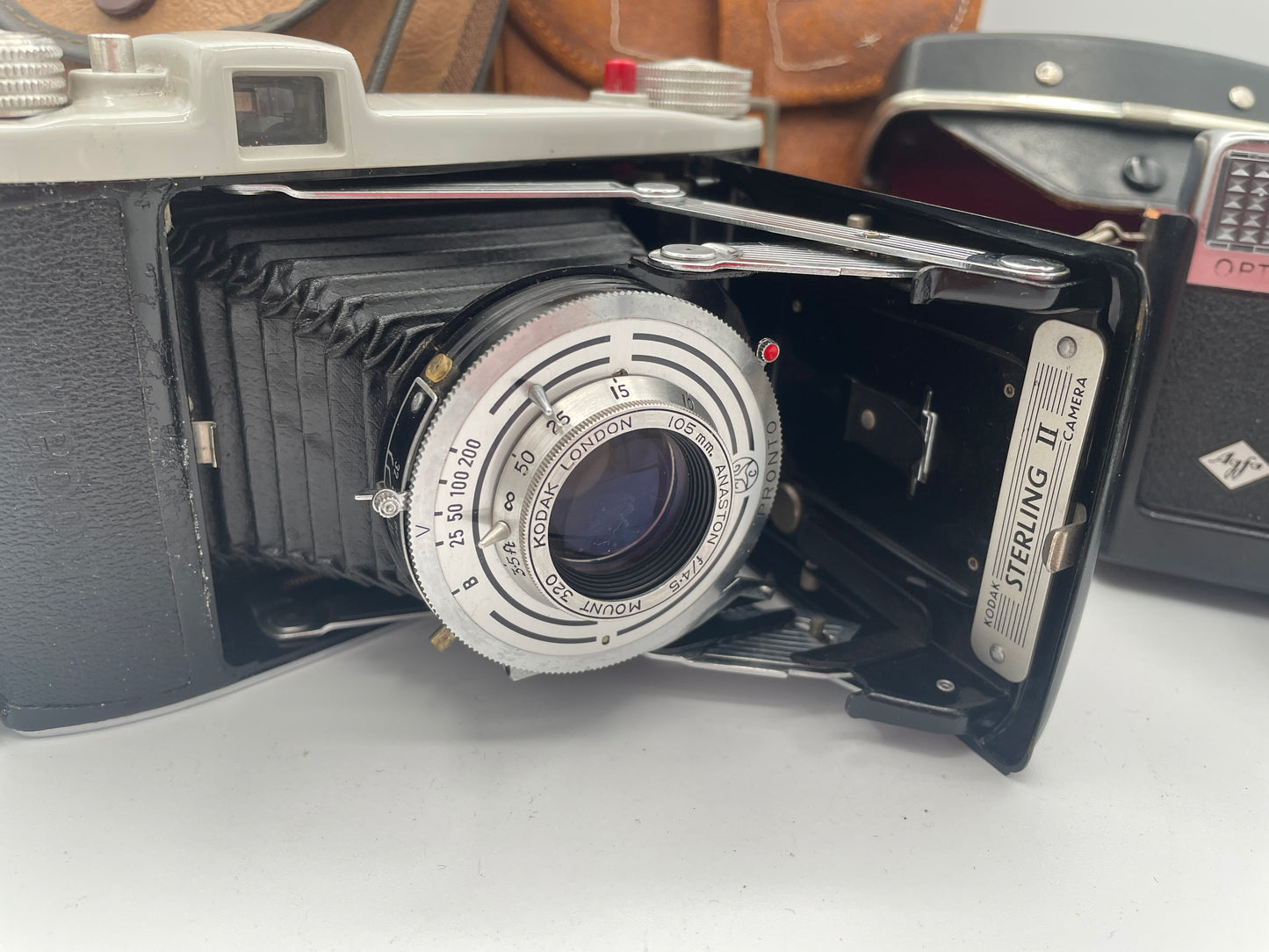Vintage Leather Camera Bag – Agfa Camera Made in Germany and Kodak Folding Camera (c.1950s–70s)