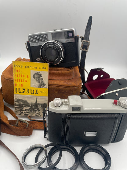 Vintage Leather Camera Bag – Agfa Camera Made in Germany and Kodak Folding Camera (c.1950s–70s)