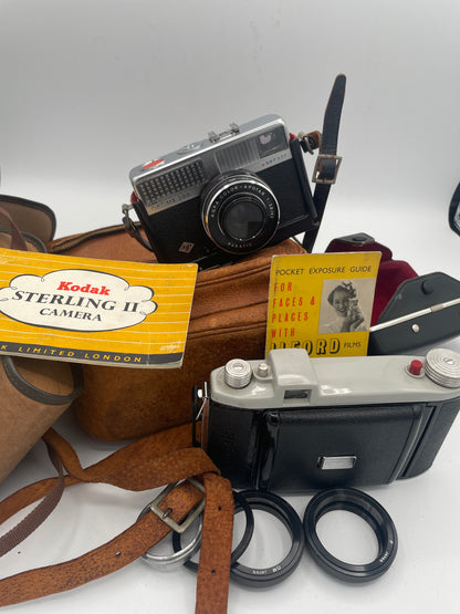 Vintage Leather Camera Bag – Agfa Camera Made in Germany and Kodak Folding Camera (c.1950s–70s)