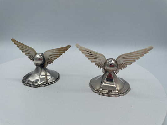 Rare Hallmarked Sterling Silver and Mother of Pearl Knife Rests by James Dixon and Sons