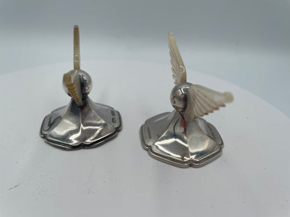 Rare Hallmarked Sterling Silver and Mother of Pearl Knife Rests by James Dixon and Sons
