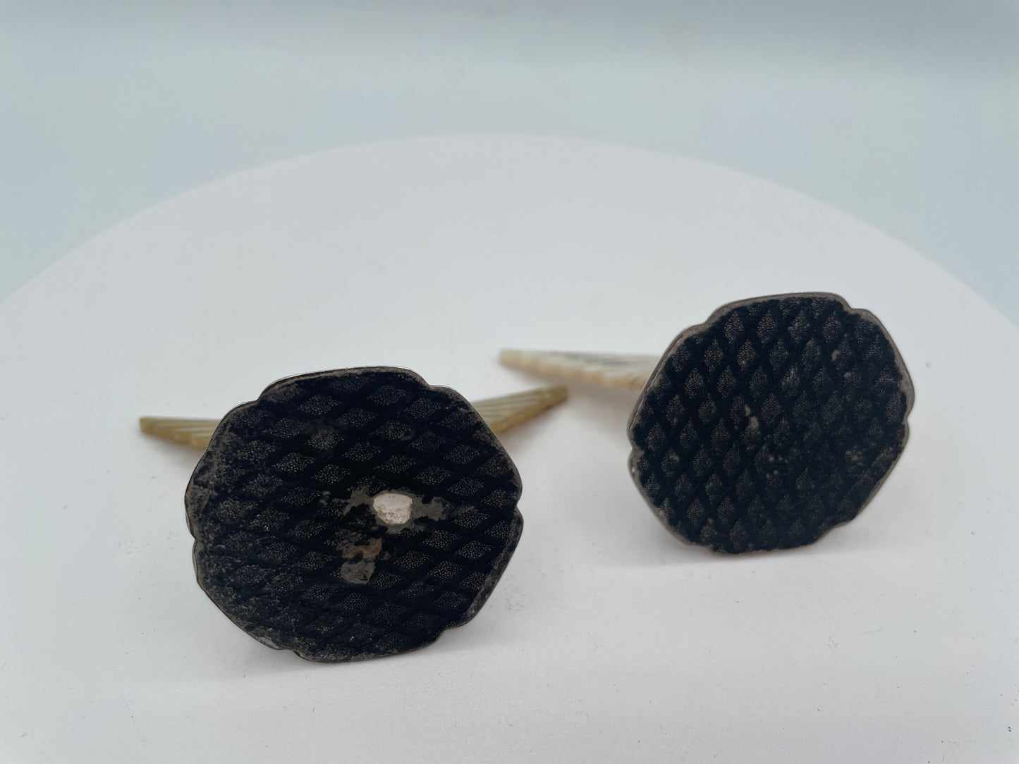 Rare Hallmarked Sterling Silver and Mother of Pearl Knife Rests by James Dixon and Sons