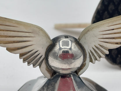 Rare Hallmarked Sterling Silver and Mother of Pearl Knife Rests by James Dixon and Sons