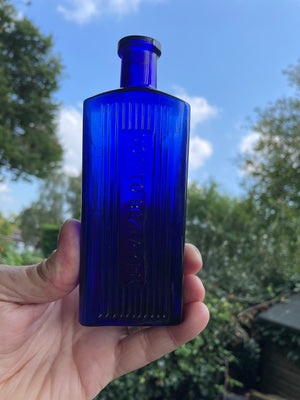 Victorian Cobalt Blue Rectangular 'Not To Be Taken' Poison Bottle c1890's