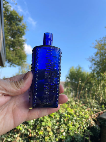 Cobalt Blue Hobnail 4oz Poison Bottle c1915