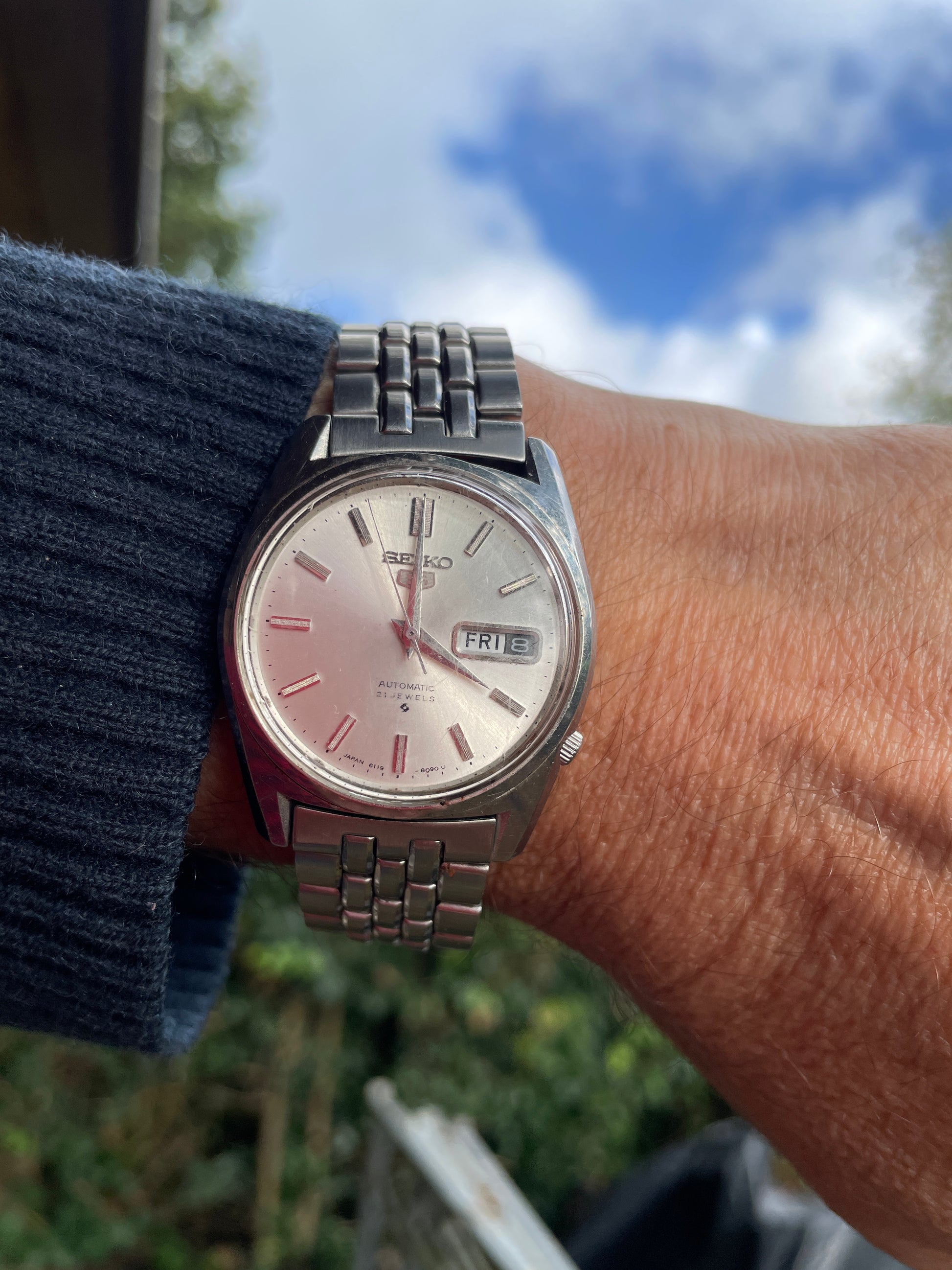 Vintage working 1972 Seiko automatic 21 jewels 35mm case wrist