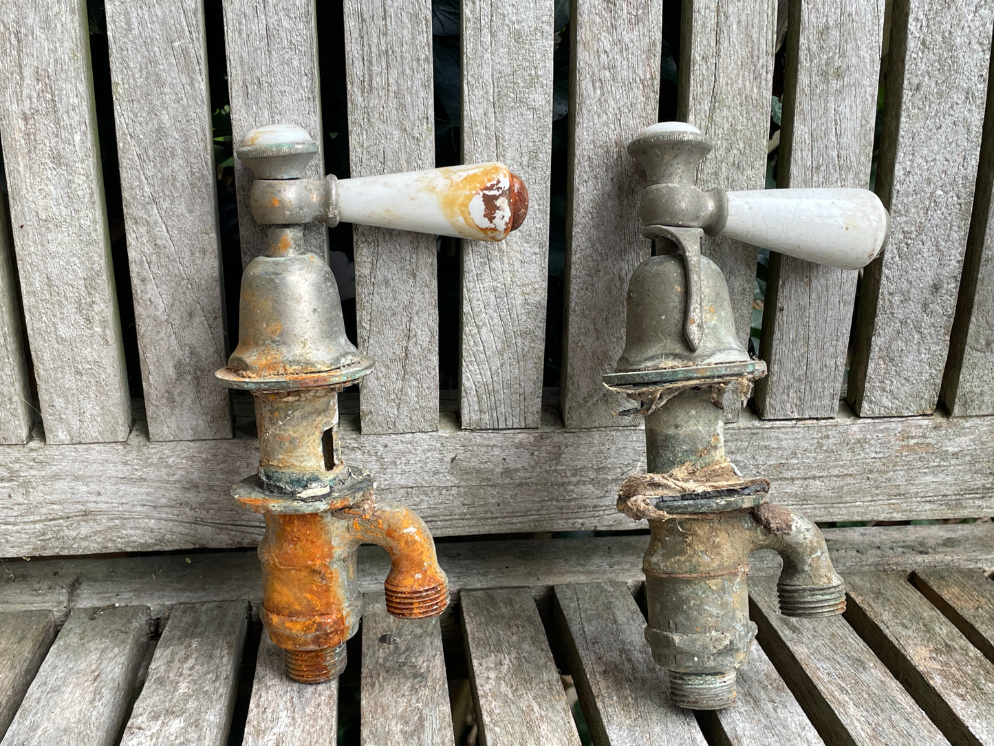 Antique Victorian bath ceramic and brass bath taps