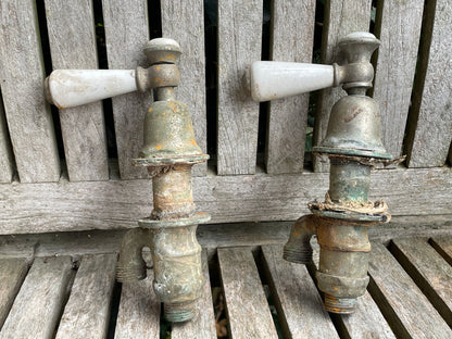 Antique Victorian bath ceramic and brass bath taps