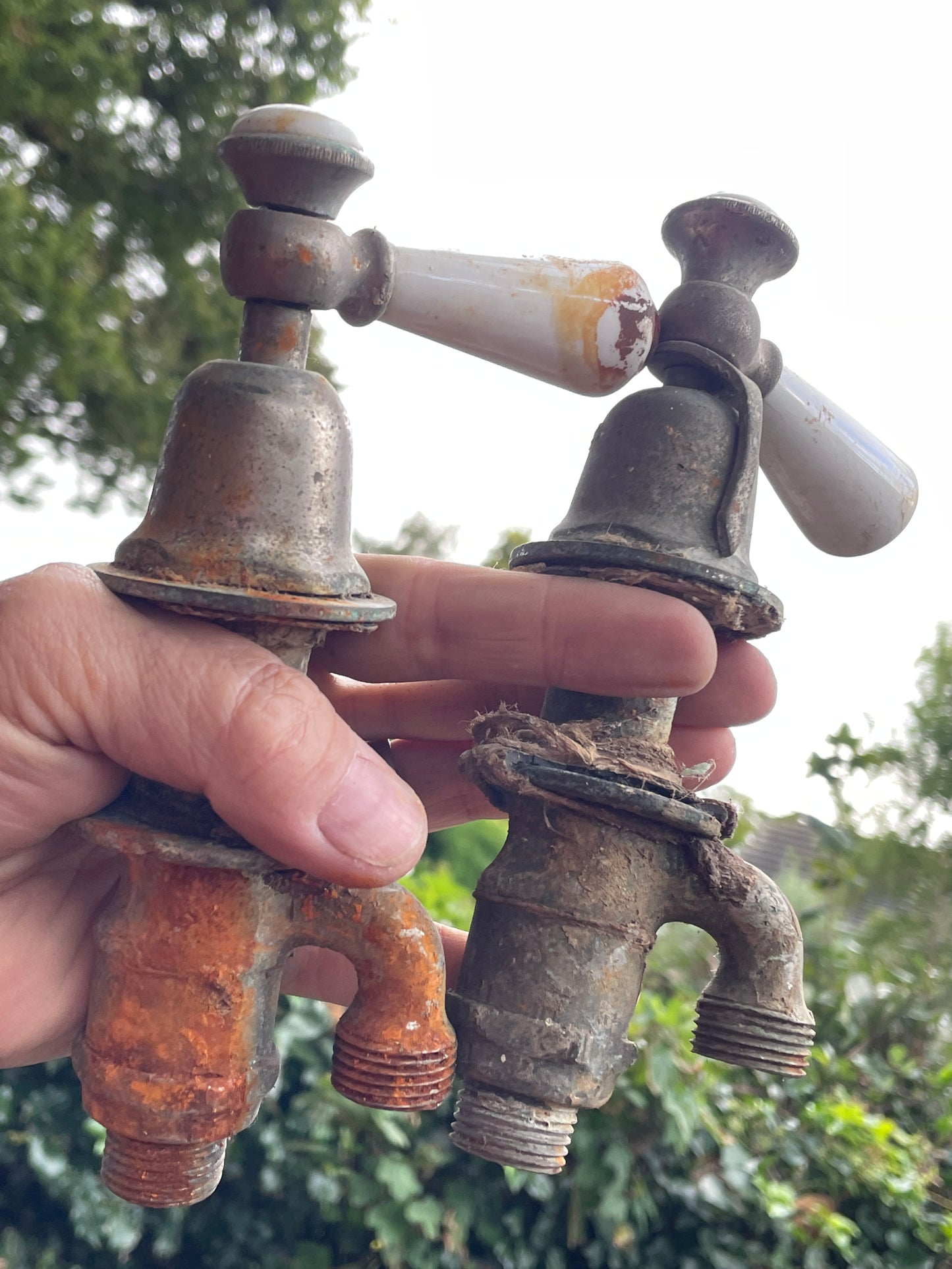 Antique Victorian bath ceramic and brass bath taps