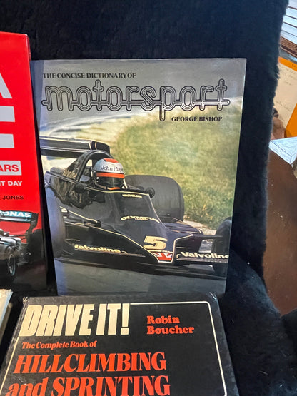 Four motor racing hardback books Formula one, Hillclimbing, motorsport and vintage formula one