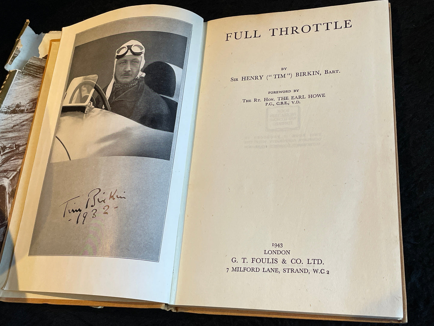 Full Throttle by Sir Henry Birkin hardback book 1943 - scarce