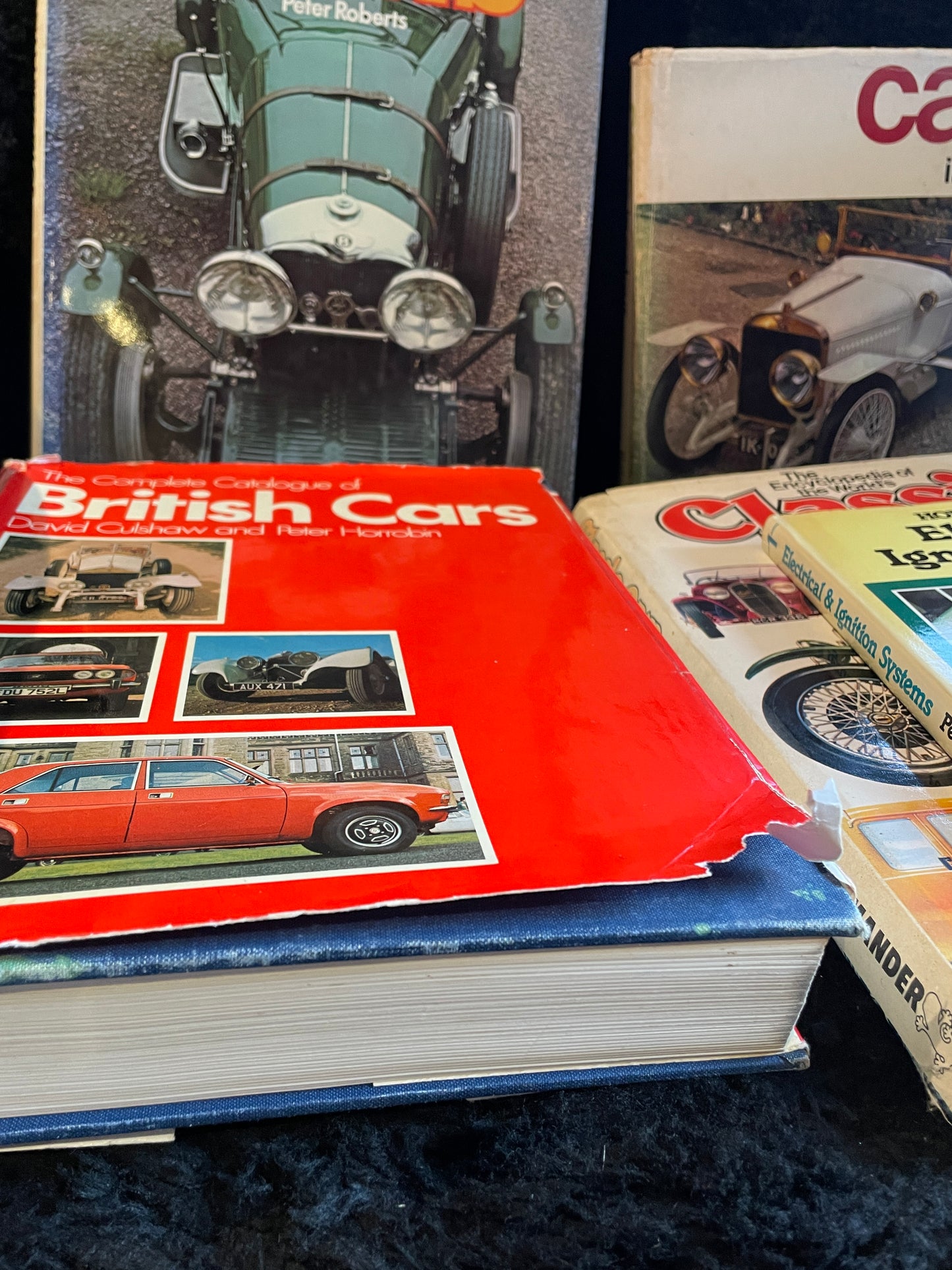 Five vintage classic car hardback books