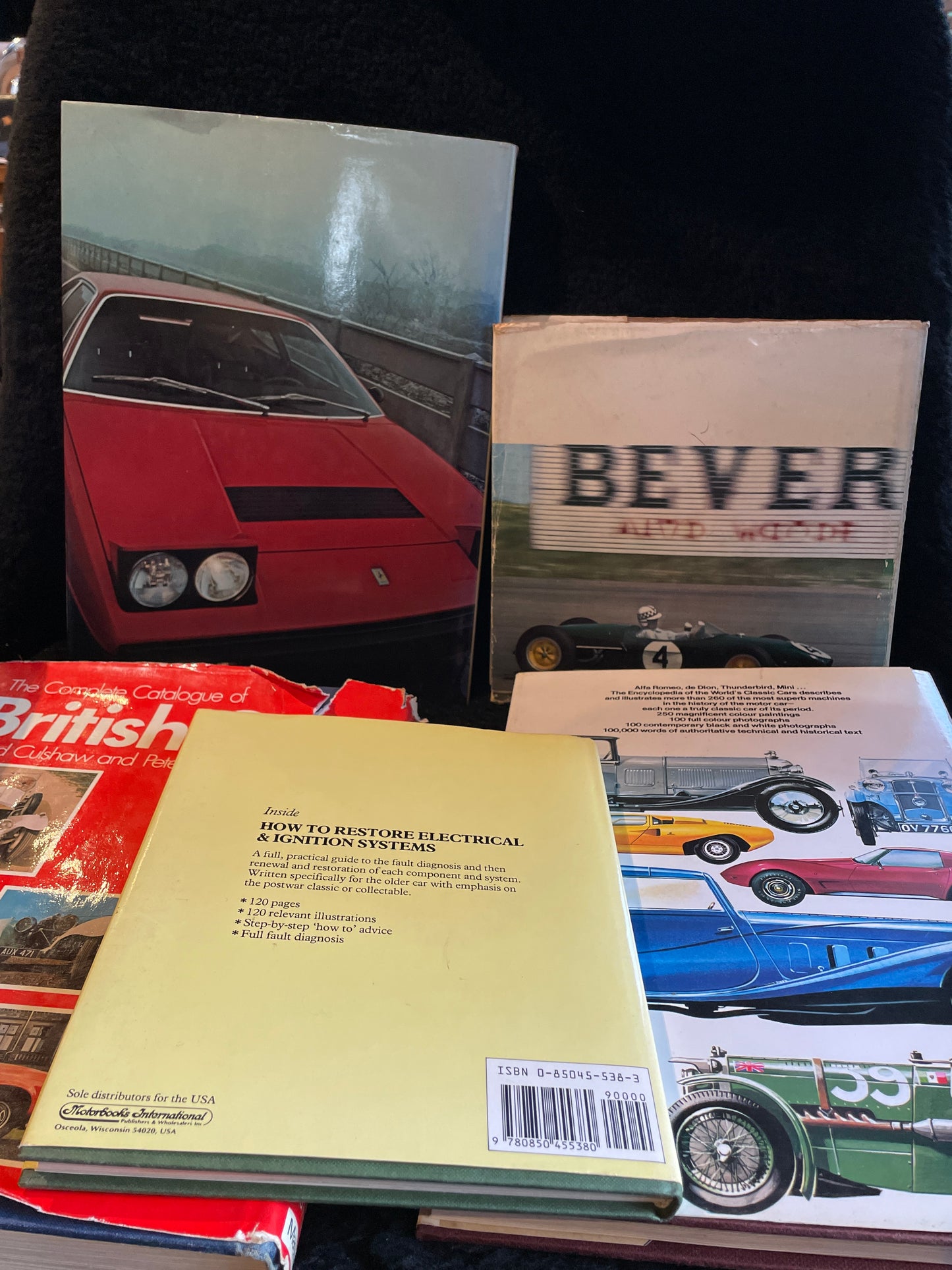 Five vintage classic car hardback books