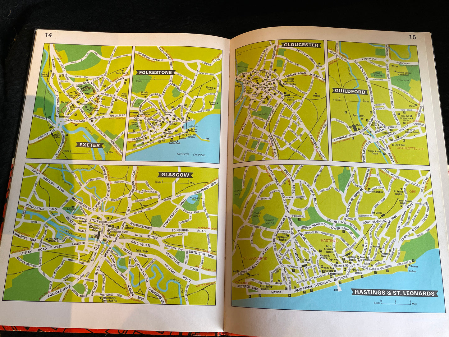 Vintage 70's Town Plan Atlas Britain hardback book by Bartholomew