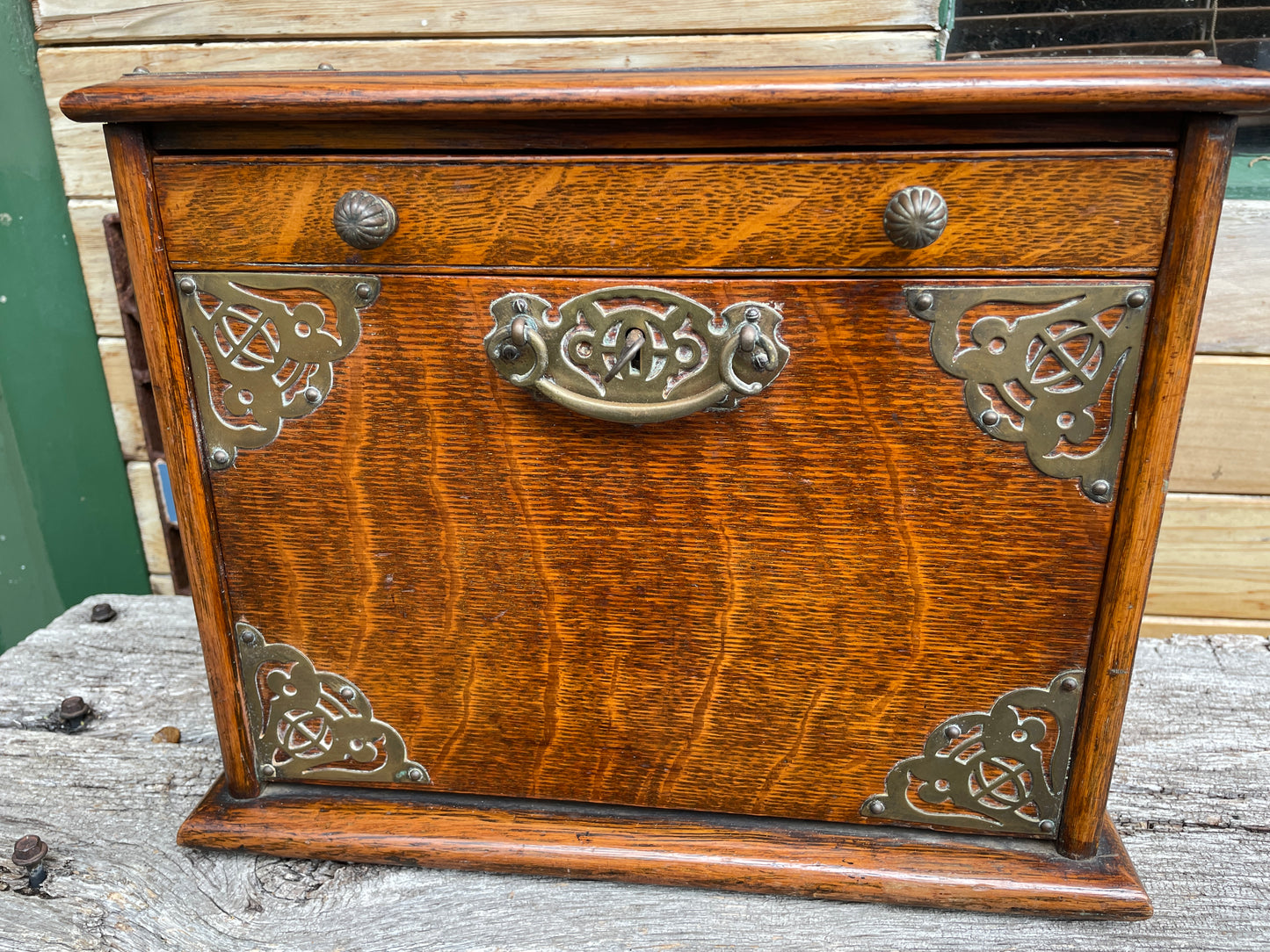 Exquisite compact oak stationary/writing cabinet c1910 - 33x26x24