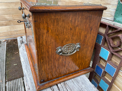 Exquisite compact oak stationary/writing cabinet c1910 - 33x26x24